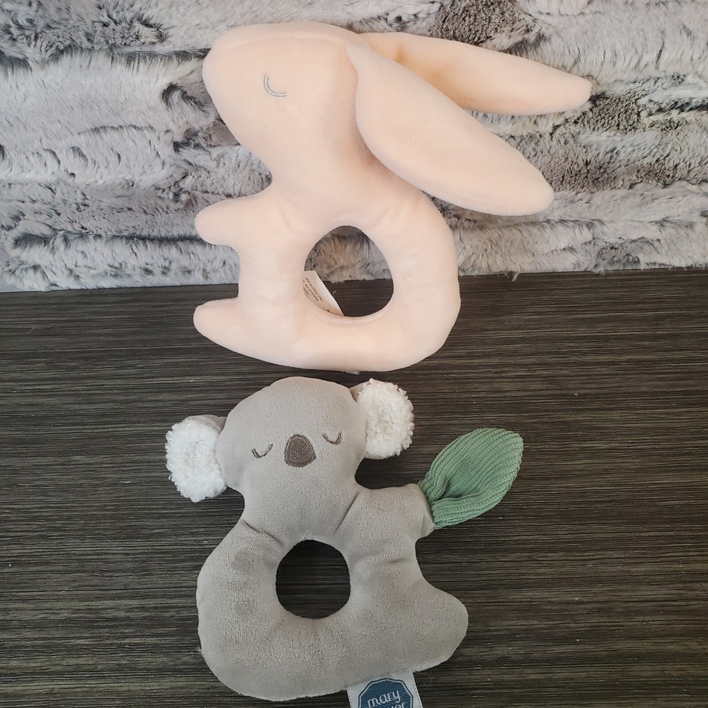 Mary Meyer Baby Ring Hand Rattle Koala &‎ Rabbit Soft Stuffed Plush Grabbers Lot